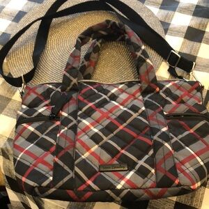 Vera Bradley Black and Red Shoulder Bag with Classic Tartan Design